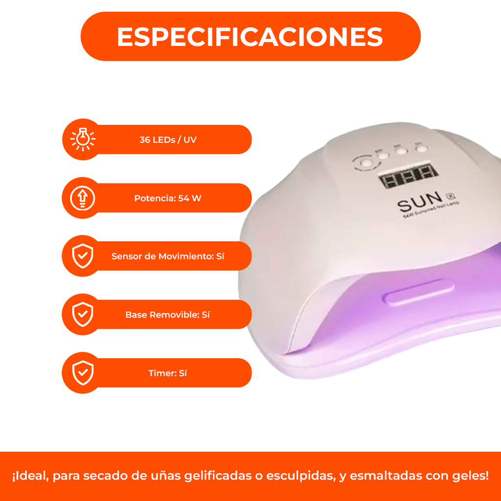 Cabina De Uñas 54w Profesional Luz Led Secador Uv Manos Pies