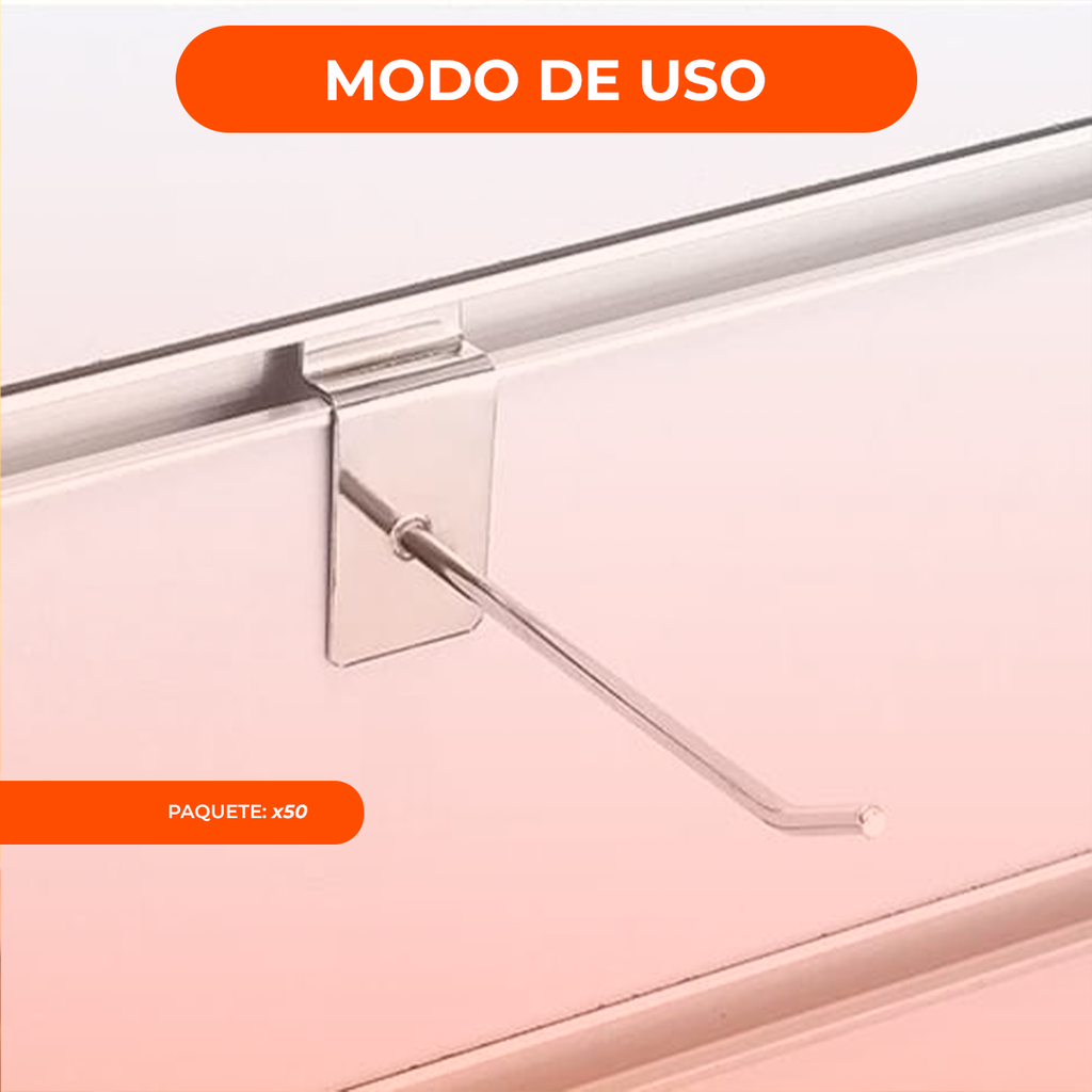 Gancho Blistero Metalico Cromado 20 Cm Panel Ranurado X50