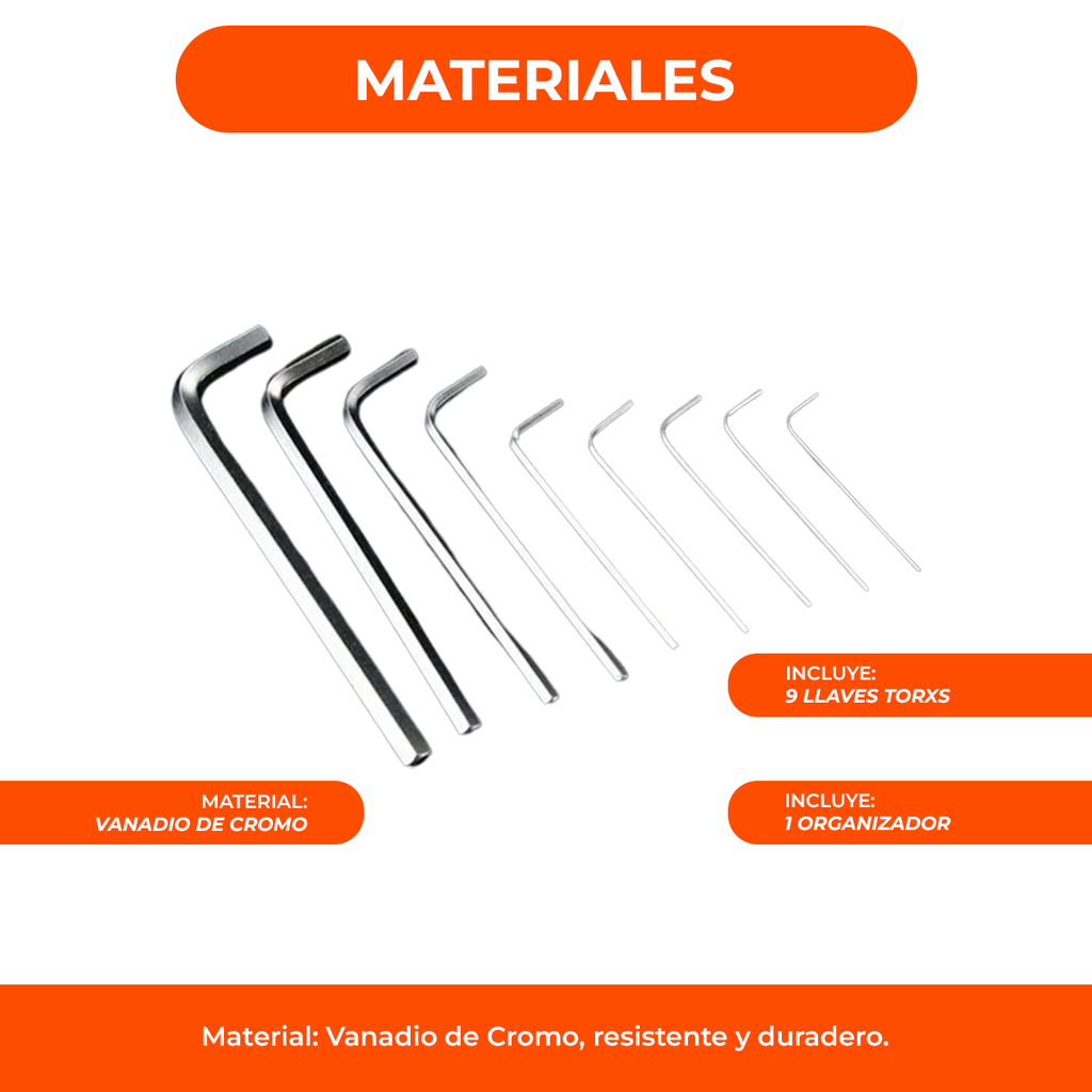 Juego De Llaves Torx 9 Piezas T 10 A T 50 Largas Blister