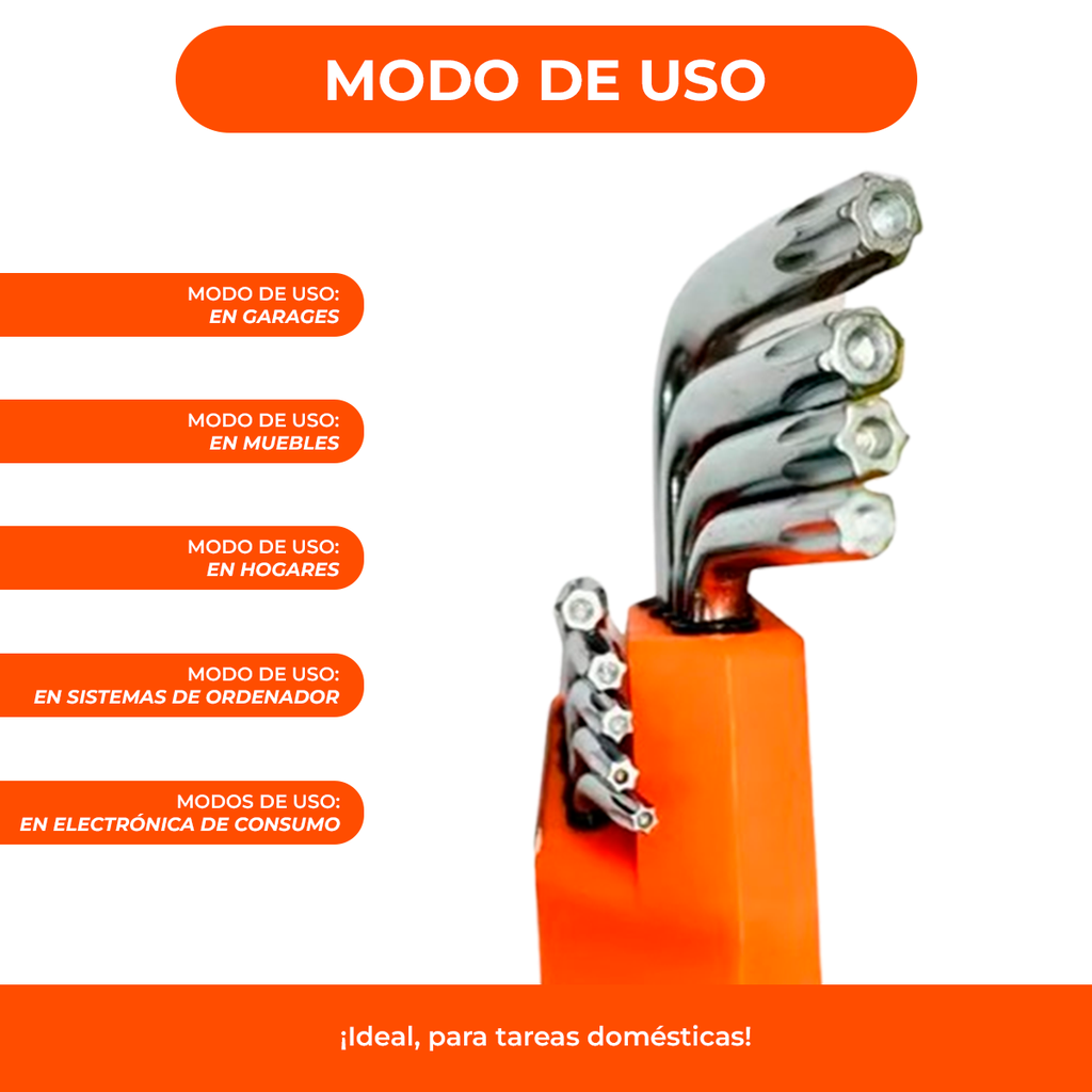 Juego De Llaves Torx 9 Piezas T 10 A T 50 Largas Blister