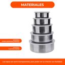Set 5 Bowls De Acero Inoxidable Con Tapa Recipiente Metalico
