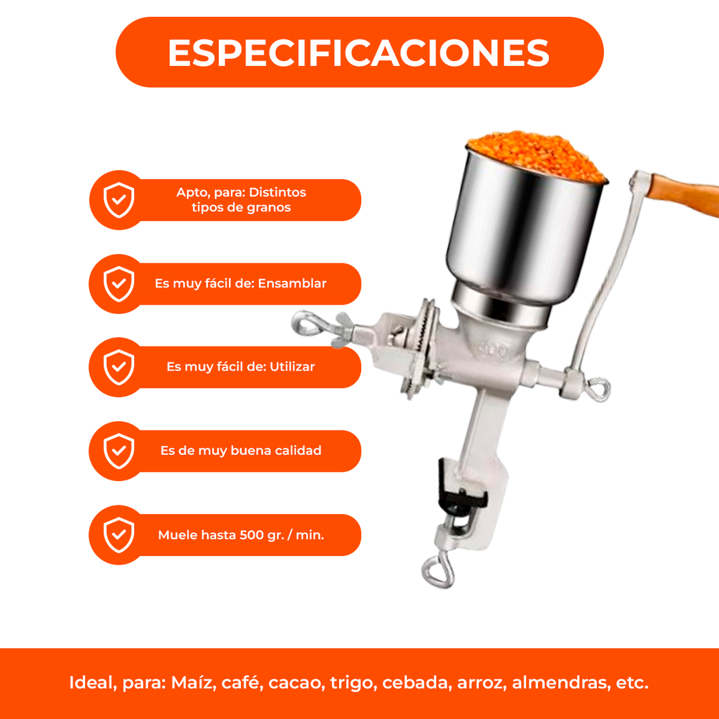Moledora Molinillo De Granos Semillas Cereales Cafe Premium