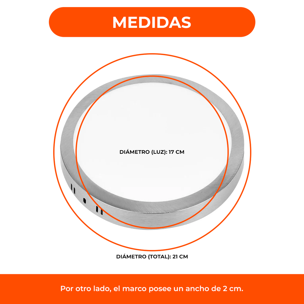 Panel Led 18w Aplicar Superficial Plafon Circular Redondo Bronce
