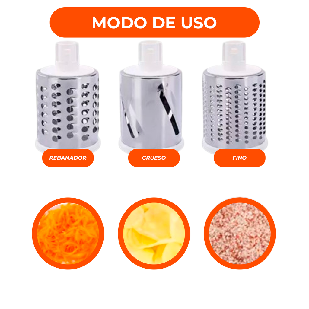 Rallador Manual Cortador Verduras Con 3 Chuchillas Acero
