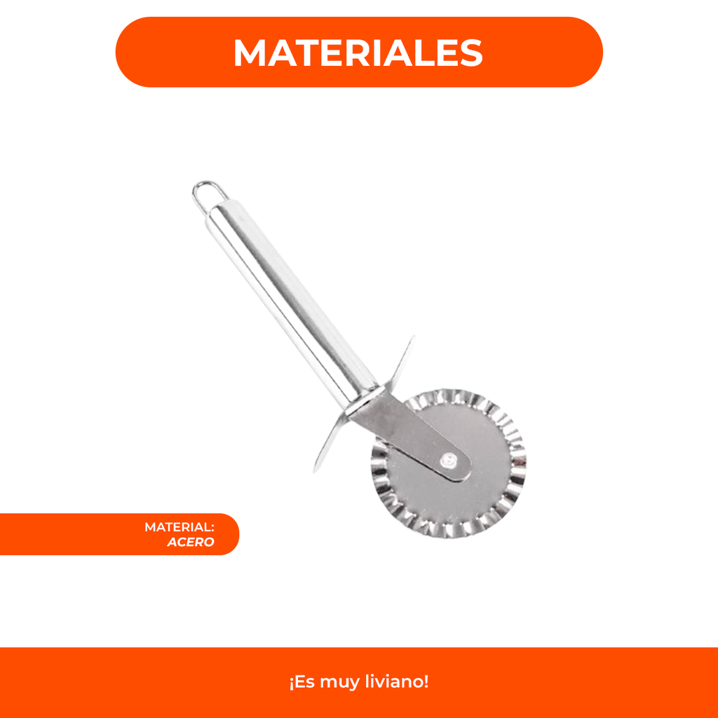 Cortador Corta Ravioles Rueda Acero Inoxidable 19,5 cm