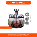 Set Especieros Acero Inoxidable Con Frascos De Vidrio X6