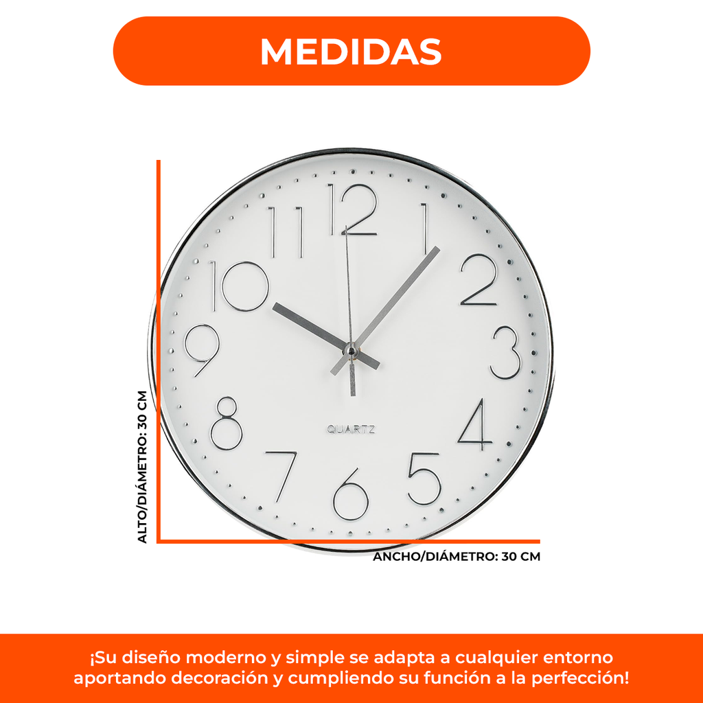 Reloj Grande De Pared Moderno Silencioso Minimalista Quartz