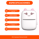 Mini Impresora Térmica Bluetooth Recargable Portátil App Color Rosa