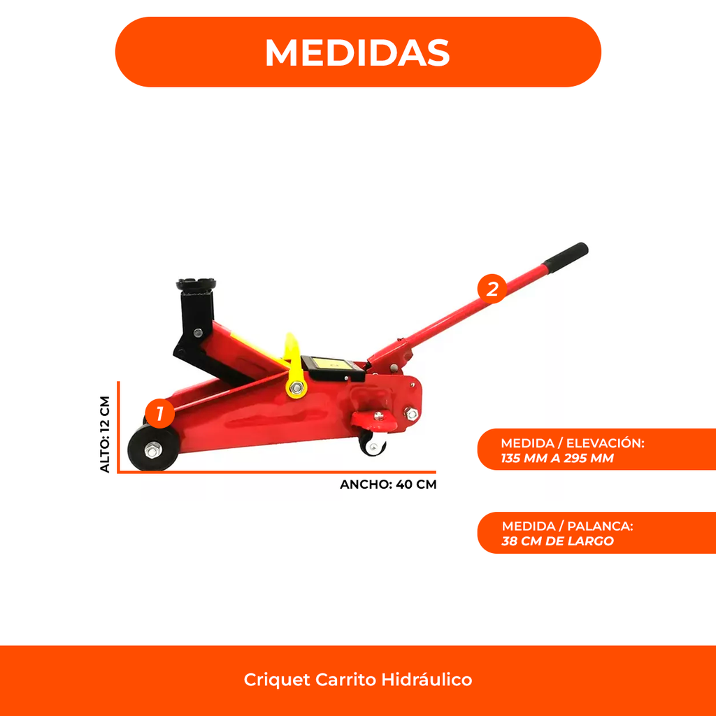 Crique Carrito Hidráulico 2 Toneladas Con Válvula Reforzado
