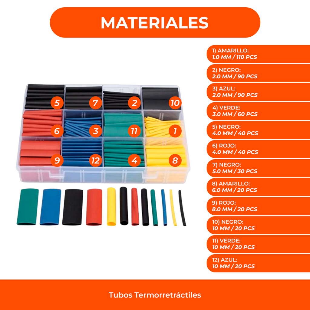 Tubos Termorretractiles x 560 piezas Para Reparar Cable