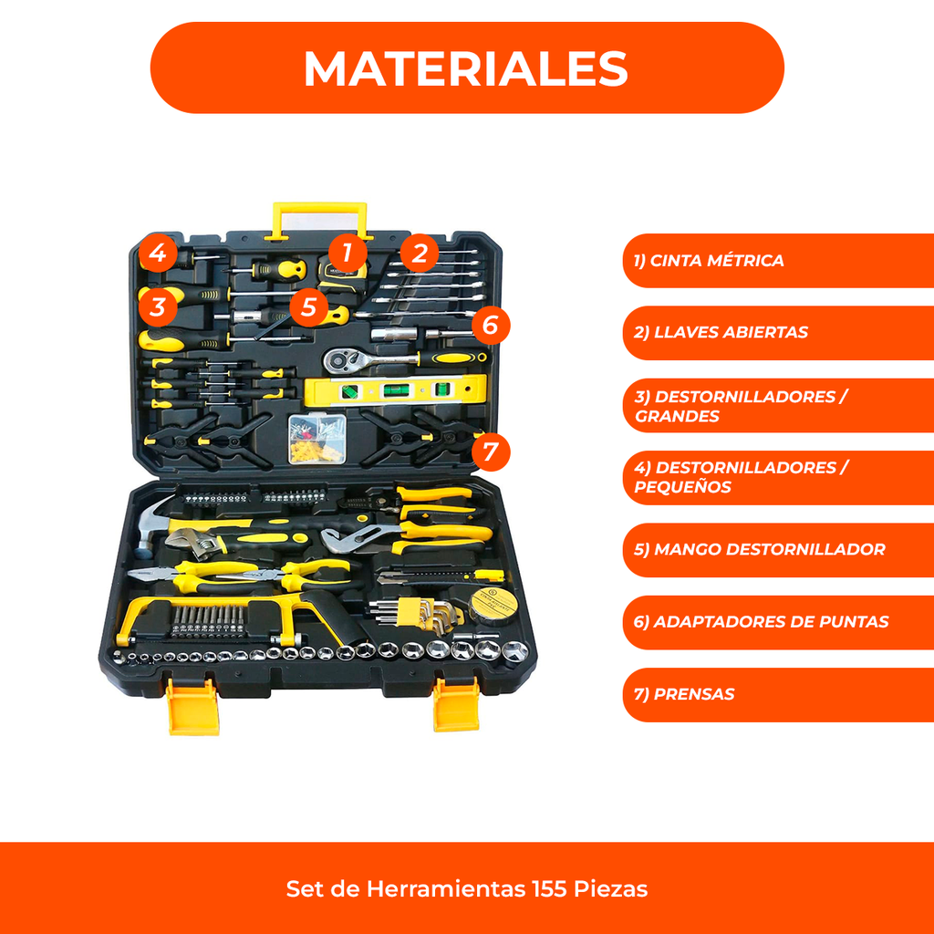 Caja Herramientas 158 Pzas. Profensional. Set Kit Maletin