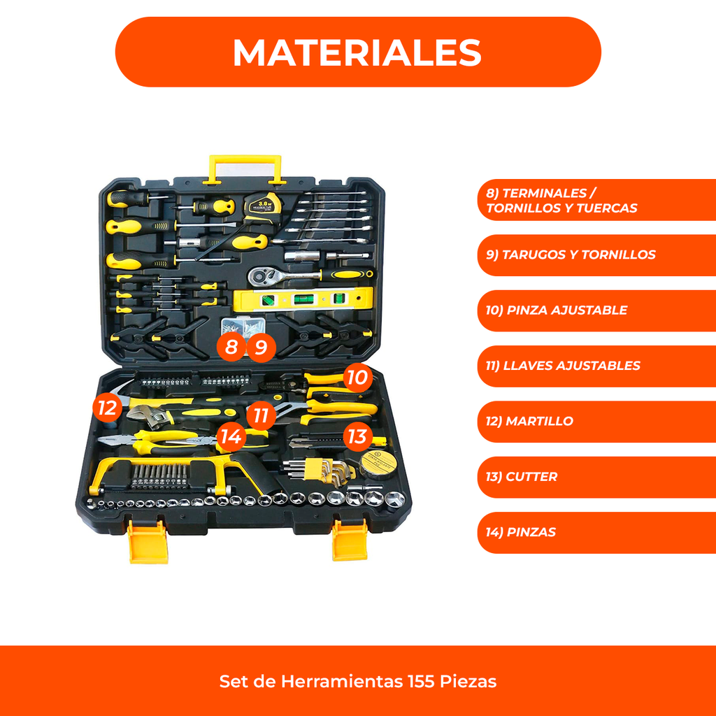 Caja Herramientas 158 Pzas. Profensional. Set Kit Maletin