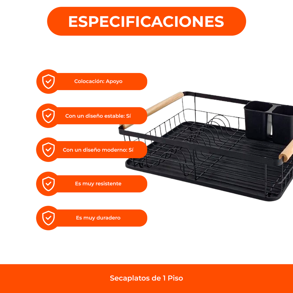 Secaplato agarraderas de madera