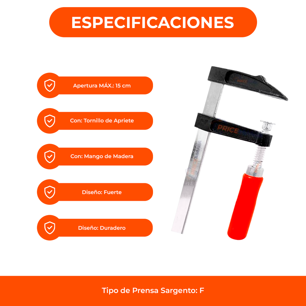 Sargento Prensa Tipo F De 50 X 150mm Carpinteria Carpintero