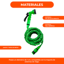 Manguera Expansible 23 Metros + Pistola De 7 Funciones Color Verde