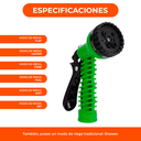 Manguera Expansible 23 Metros + Pistola De 7 Funciones Color Verde