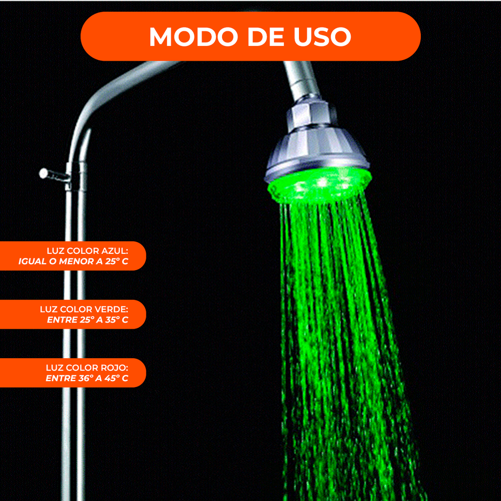 Flor Ducha Con Luz Led Rgb Multicolor Con Sensor Temperatura