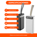 Power Bank Cargador Inalambrico 30000mah Micro Usb Tipo C Color Negro