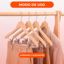 Perchas de Madera con Broches Polleras Pantalones X 3 Unid. Ganchos