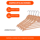 Perchas de Madera Lustradas 1° Calidad X 3 Unidades Premium