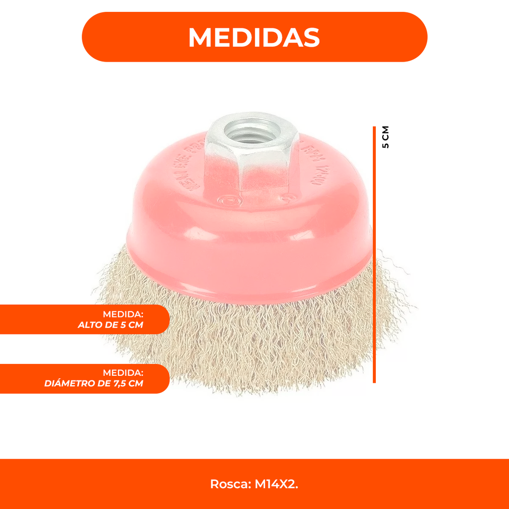 Cepillo Copa Circular Descarbonizador Amoladora Bronceado