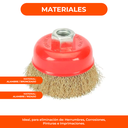 Cepillo Copa Circular Descarbonizador Amoladora Bronceado