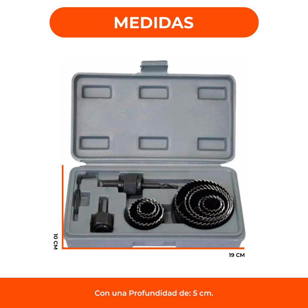 Juego Mechas Sierras Copa X 11 Piezas Madera Yeso Estuche