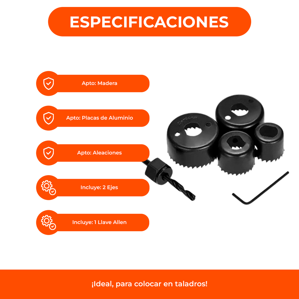Juego Mechas Sierras Copa X 11 Piezas Madera Yeso Estuche