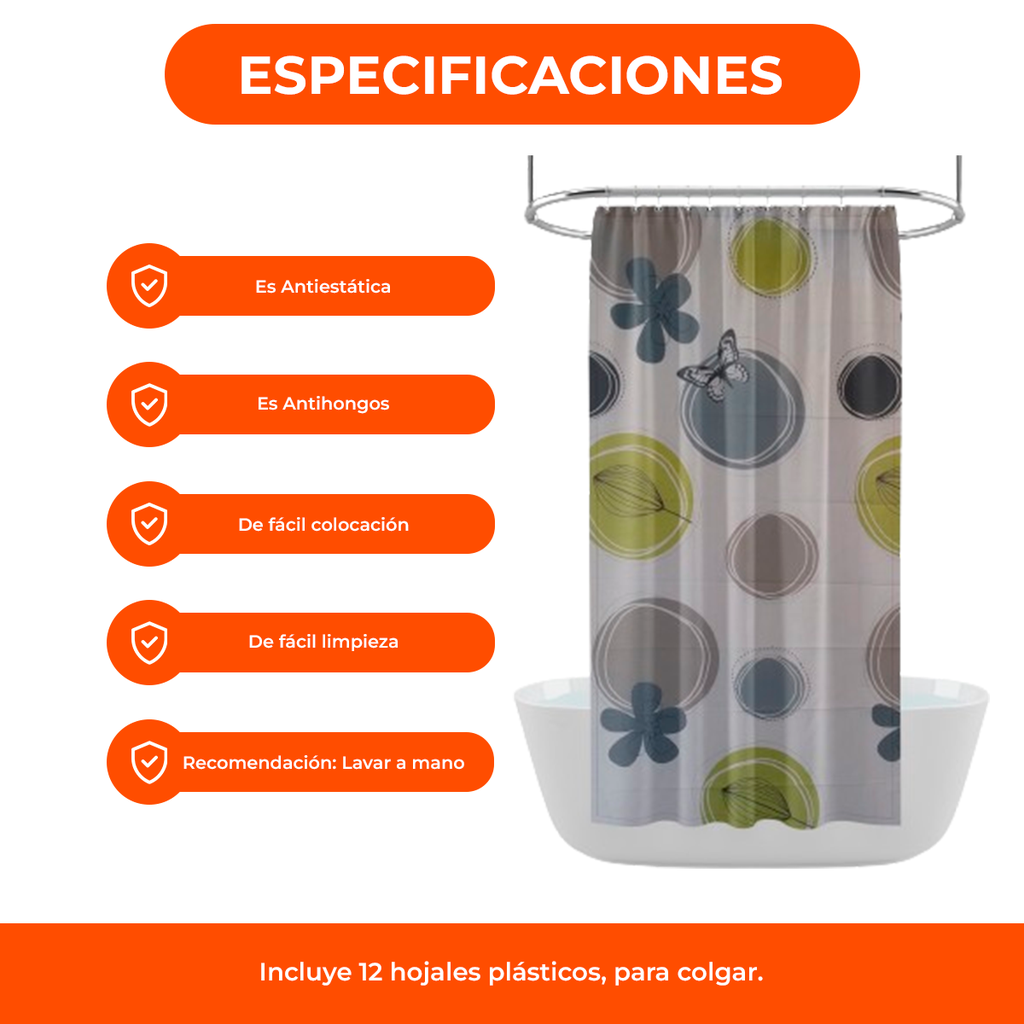 Cortina De Baño Teflon Impermeable Tipo Hotelera Antihongos Estampados