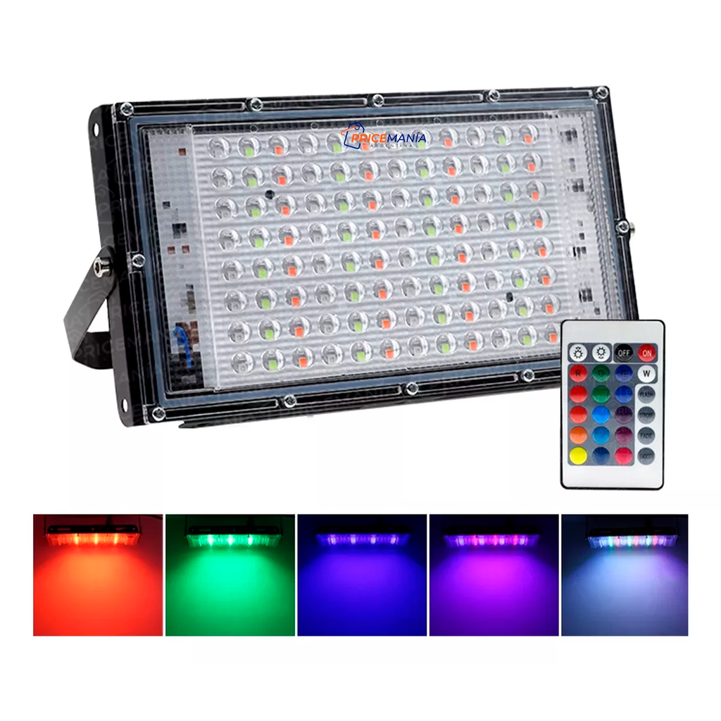 Reflector Led Rgb 100w Control Remoto Colores Ip65 220V