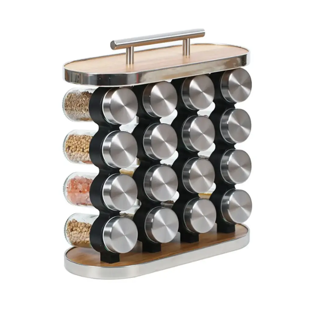 Especiero Condimentos Acero Inoxidable Frasco Vidrio X 16 U