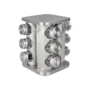 Especiero Condimentos Giratorio Acero Inox Frasco Vidrio X12