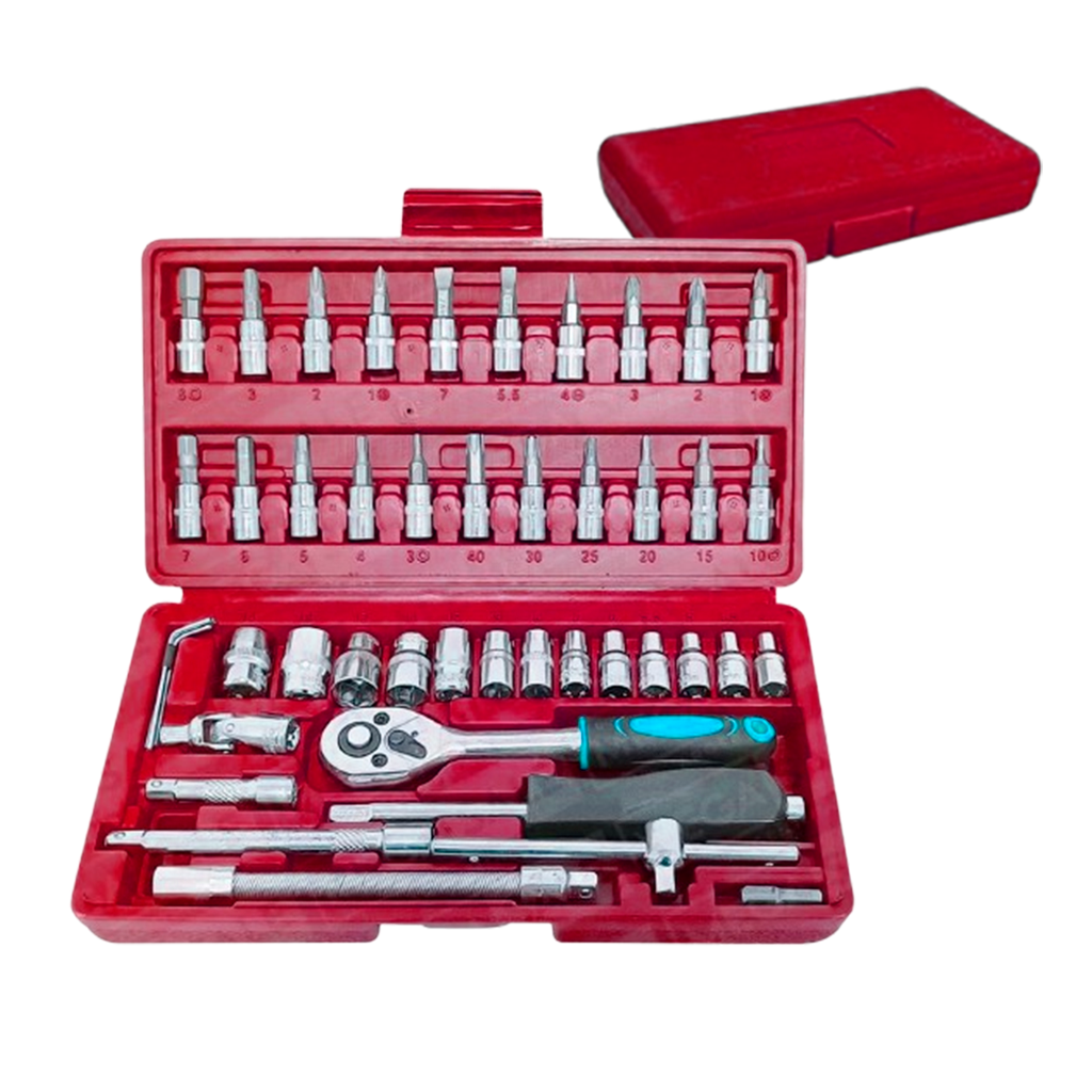 Set Juego De Tubos Llaves Criquet Y Puntas 46 Piezas