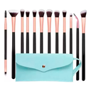 Set 15 Brochas Y Pinceles Para Maquillaje + Estuche Colores