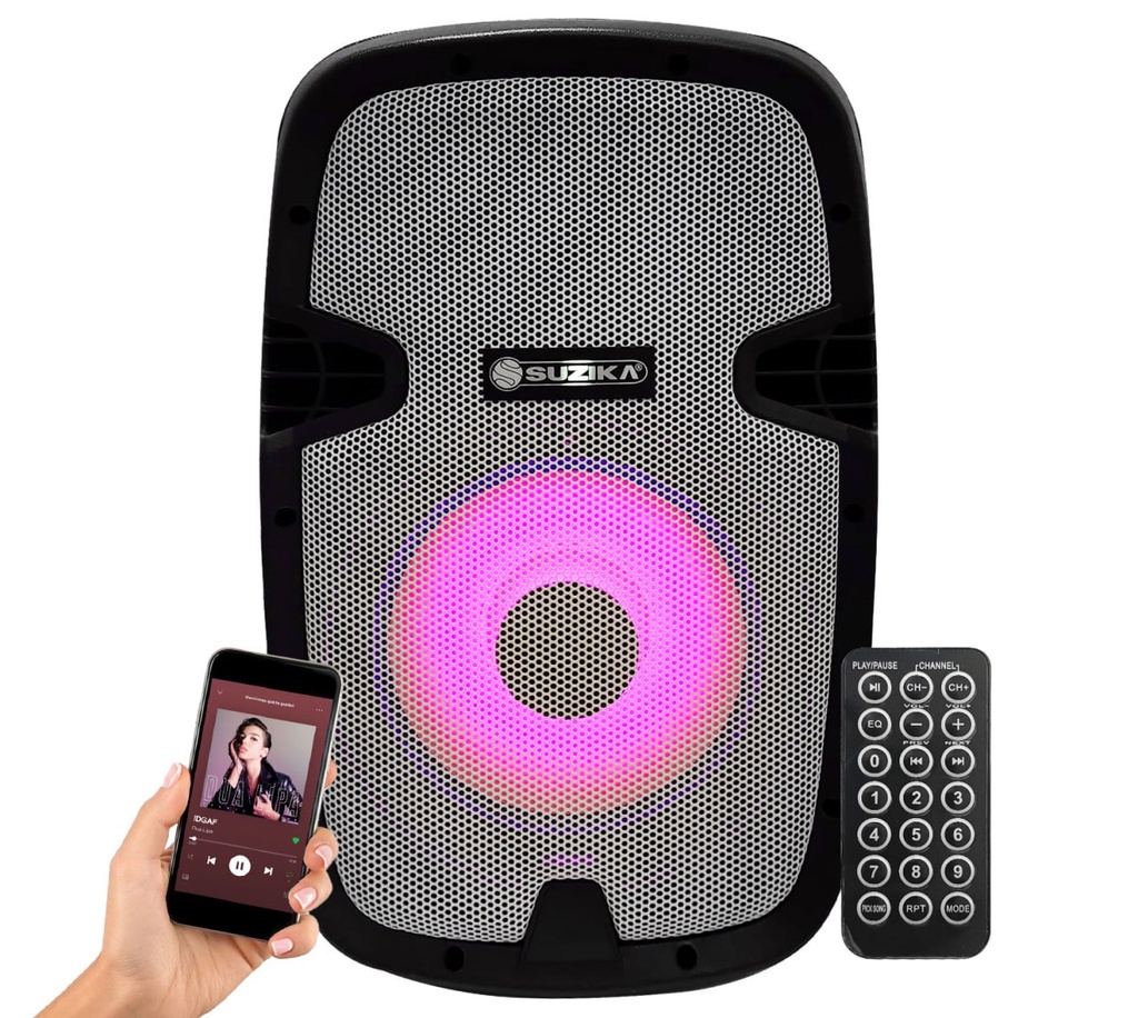 Parlante 15 Pulgadas Bluetooth Grande Micrófono Inalámbrico Color Negro