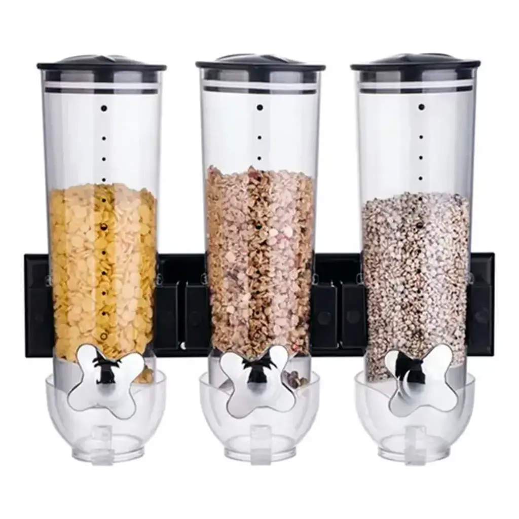 Dispenser Cereales Triple Vidrio Cerealero Granos 1500 Grs