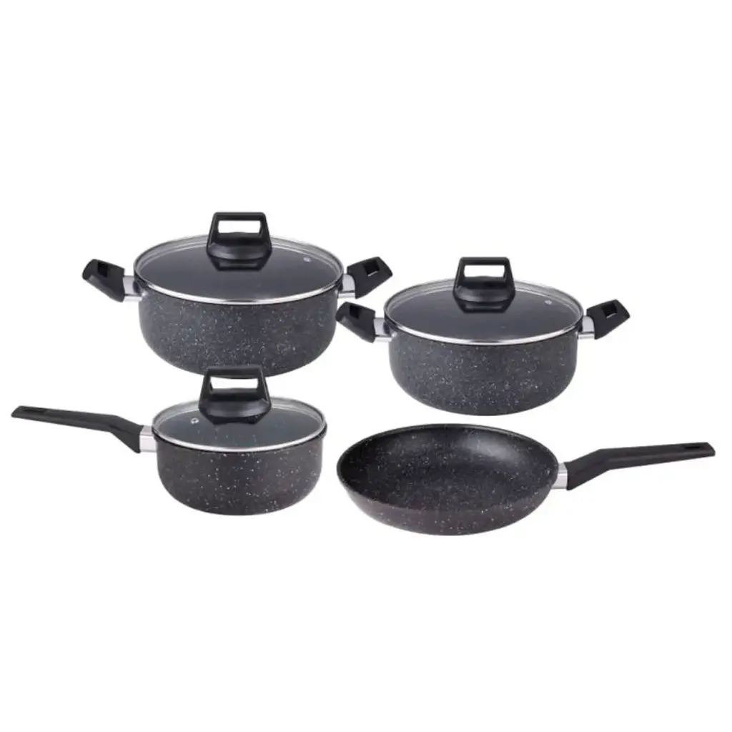 Bateria Ollas De Cocina 4 Piezas Teflon Y 3 Tapas Vídrio