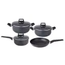 Bateria Ollas De Cocina 4 Piezas Teflon Y 3 Tapas Vídrio