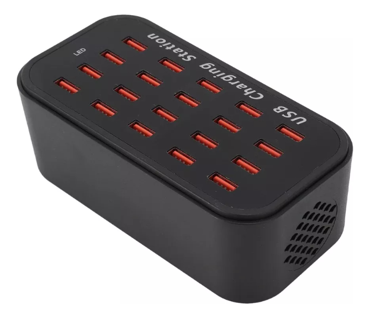 Cargador De Escritorio 20 Puertos Usb Multipuerto 100w 2.4 A Negro