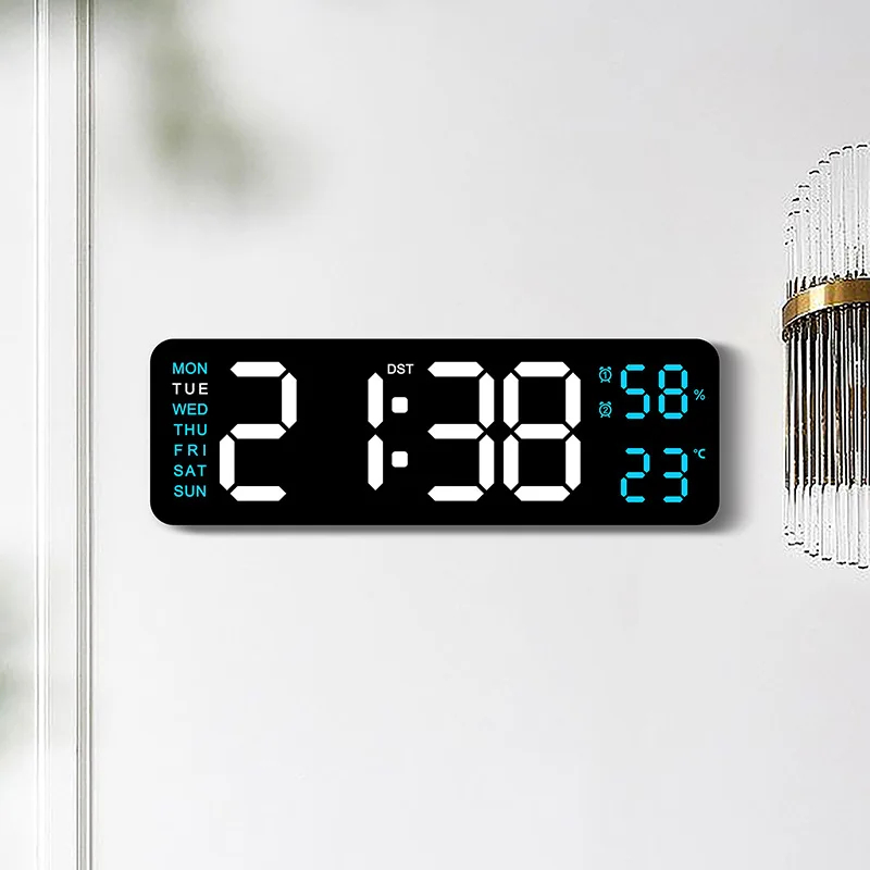 Reloj Pared Led Digital Temperatura Humedad Alarmas Semana