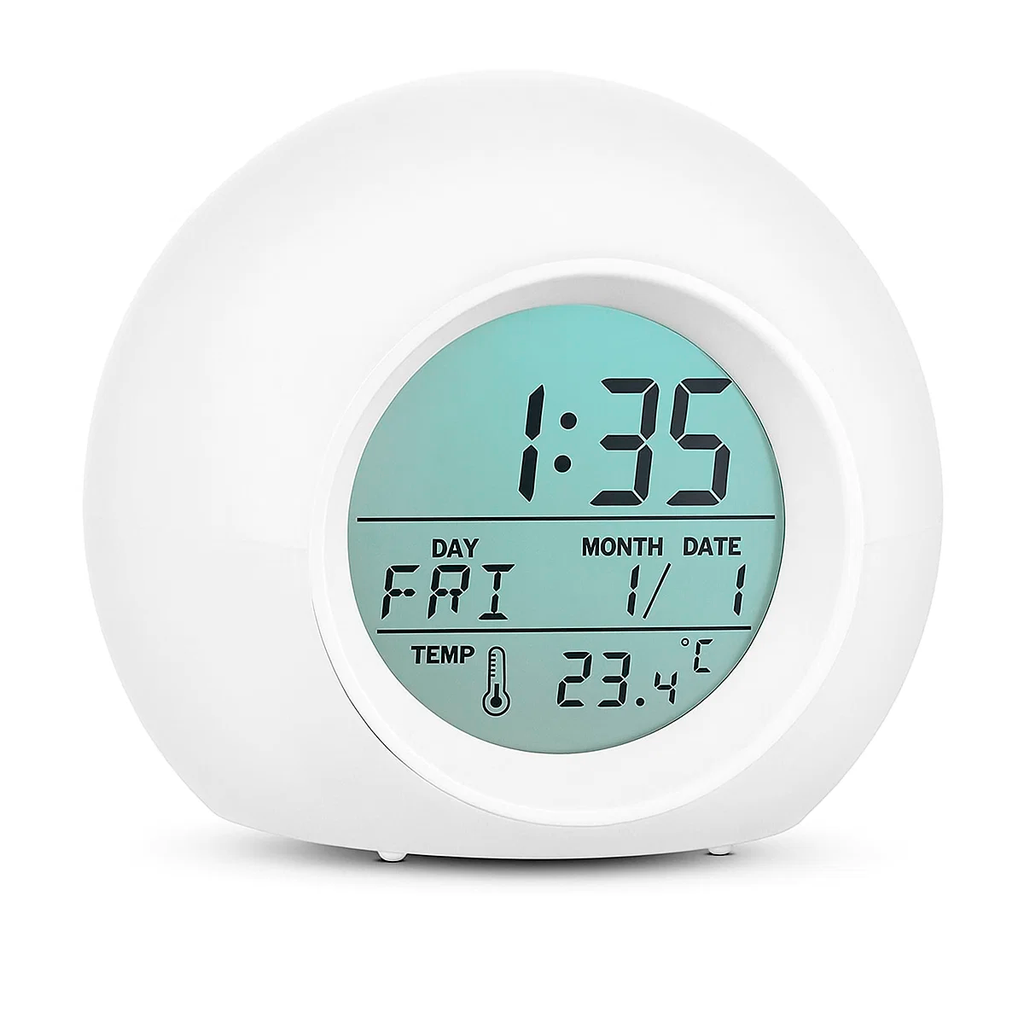 Reloj Despertador Redondo Digital Led Colorido Con Alarma