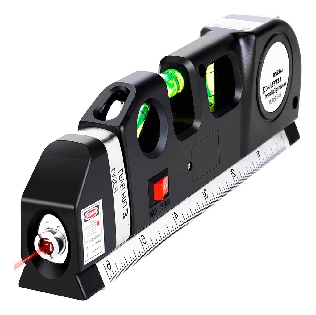 Nivel Laser 3 Burbujas Cinta Métrica Regla Cruz Horiz Vertic