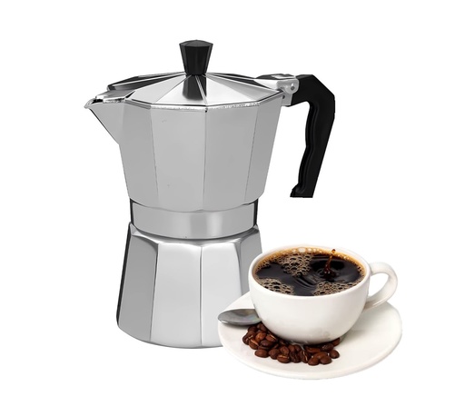 [CAF-01] Cafetera Aluminio Italiana Manual Cafe Clasica 3 Pocillos
