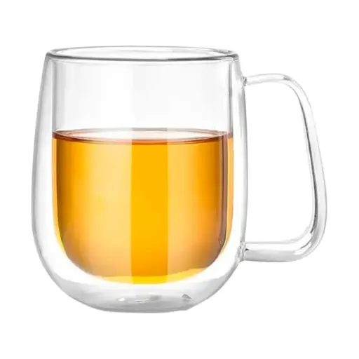 [TZ-02] Taza Doble Vidrio 250 Cc Con Aza Agua Cafe Infusiones