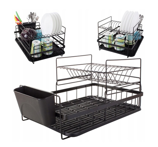 [WL-FX05] Escurridor Seca Platos Acero 2 Pisos Bandeja Secador Grande