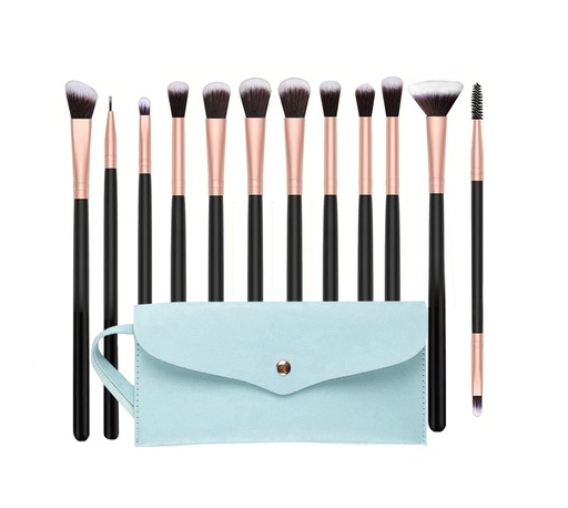 Set 15 Brochas Y Pinceles Para Maquillaje + Estuche Colores