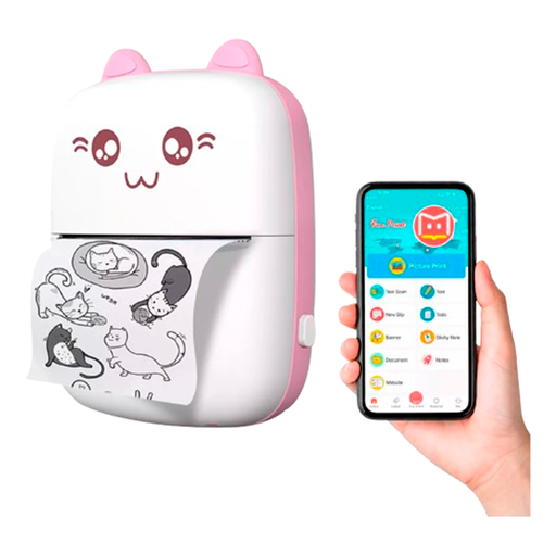 [725-1] Mini Impresora Térmica Bluetooth Recargable Portátil App Color Rosa