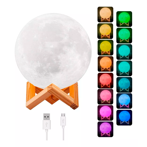 [MOON-15CM] Lampara Velador RGB Luna + Control