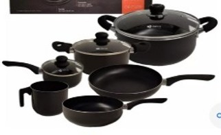 [OLL-01] Bateria Ollas De Cocina 4 Piezas Teflon Y 3 Tapas Vídrio
