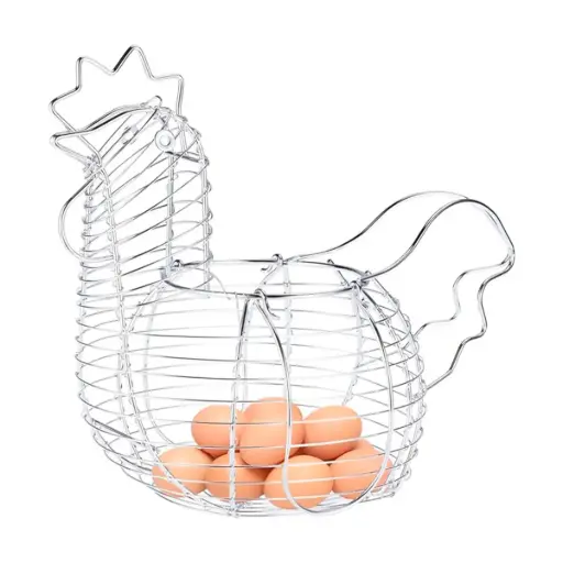 [S072] Porta Huevos Gallina Huevera Cromada Animal Granja Cocina